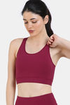 Zelocity Medium Impact Quick Dry Sports Bra with Removable Padding - Beet Red — thumbnail 3